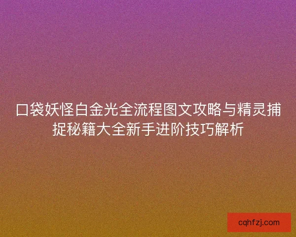 口袋妖怪白金光全流程图文攻略与精灵捕捉秘籍大全新手进阶技巧解析